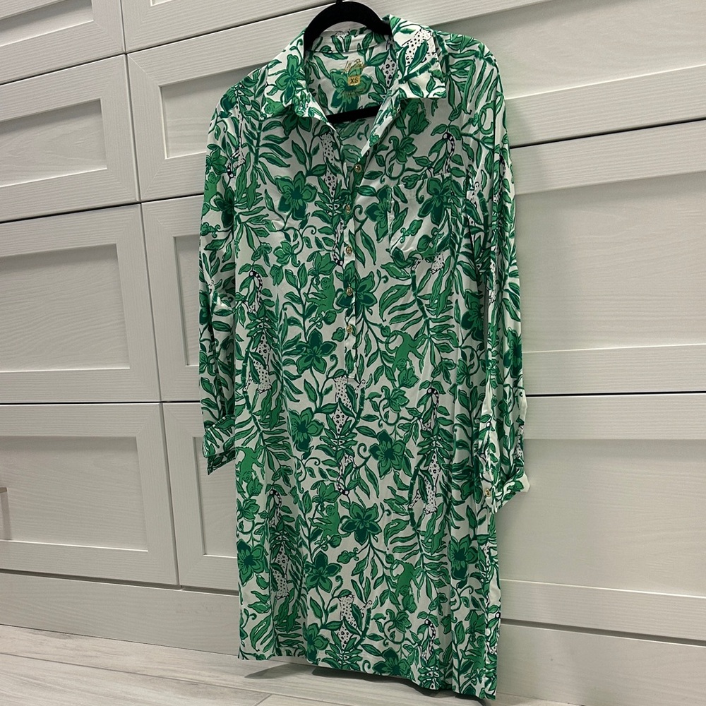 Lilly Pulitzer Green Floral Long Sleeve Dress